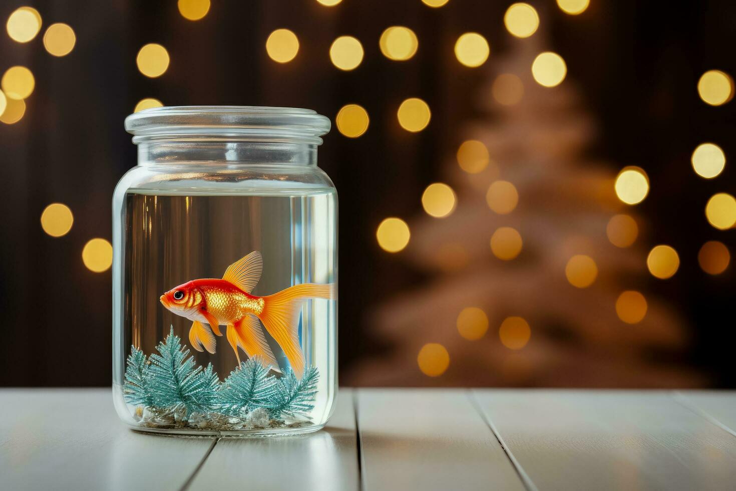 Aquatic pet friendly minimalist Christmas gifts background with empty space for text photo