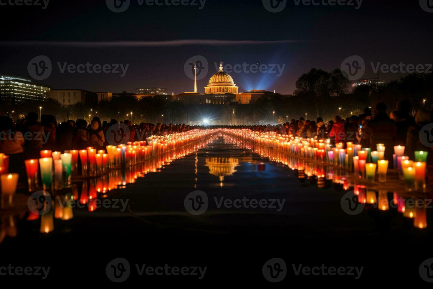 Multitude illuminating the night in remembrance on Human Rights Day photo