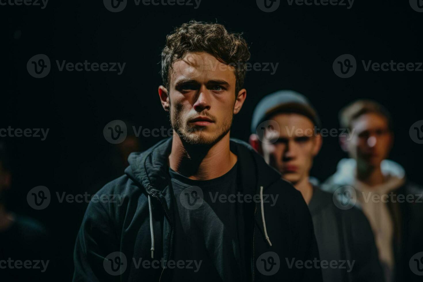 Actors intense concentration as they prepare to deliver a powerful monologue photo