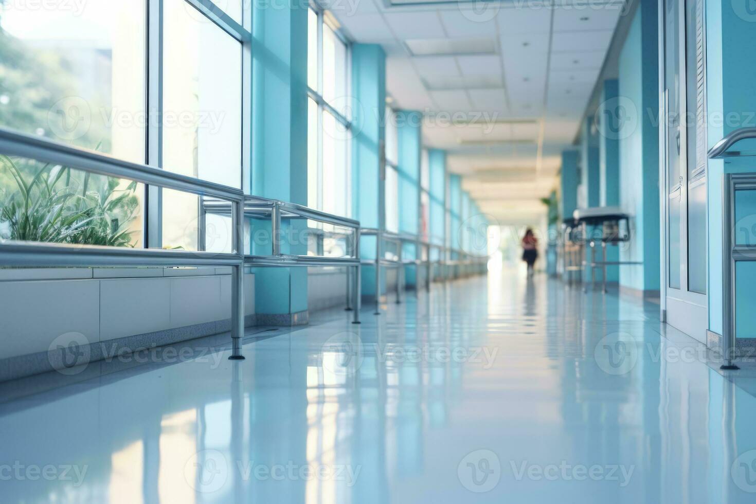 Blurred background of corridor in hospital or clinic image photo