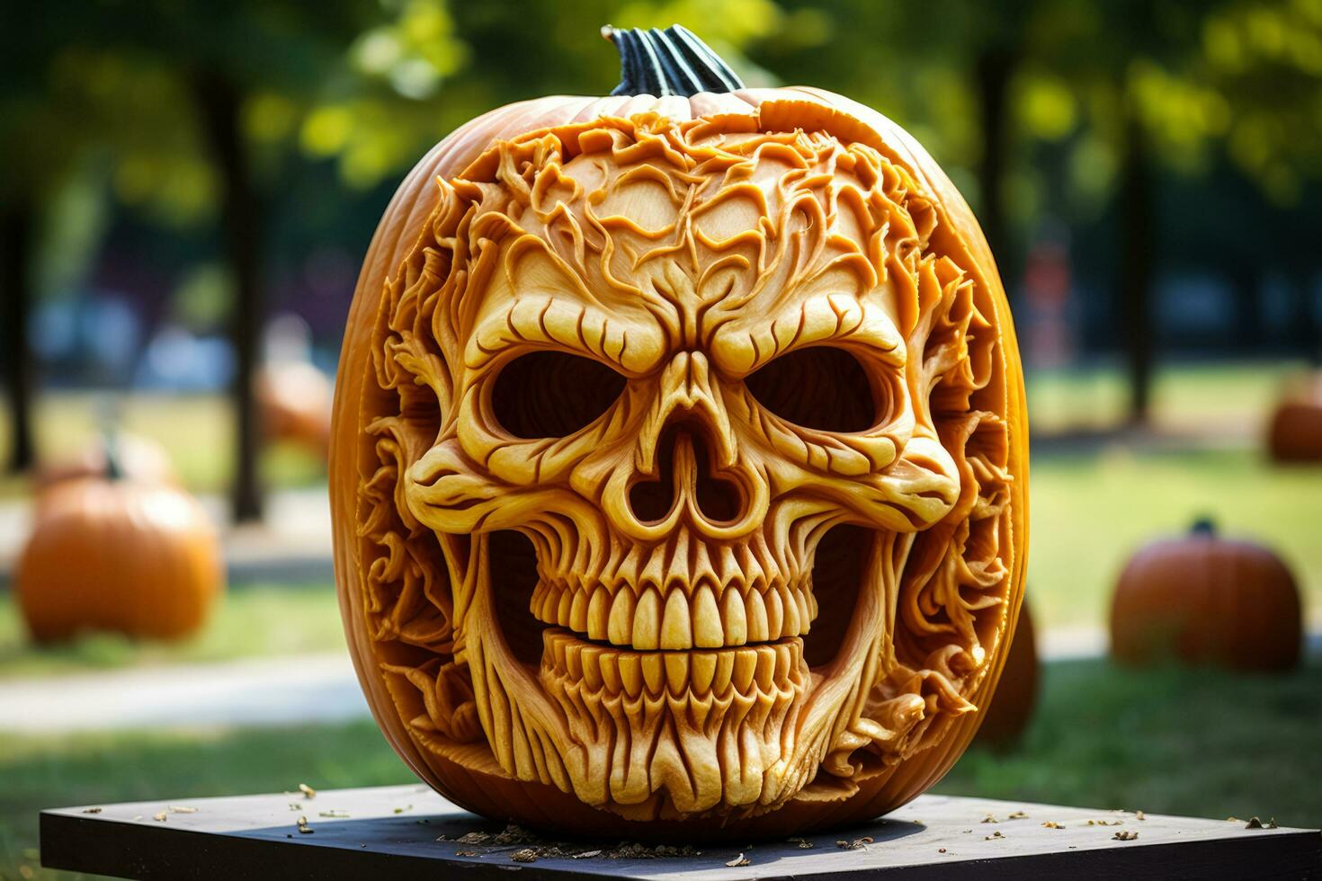 Creative and spooky pumpkin carving designs for Halloween festivities photo