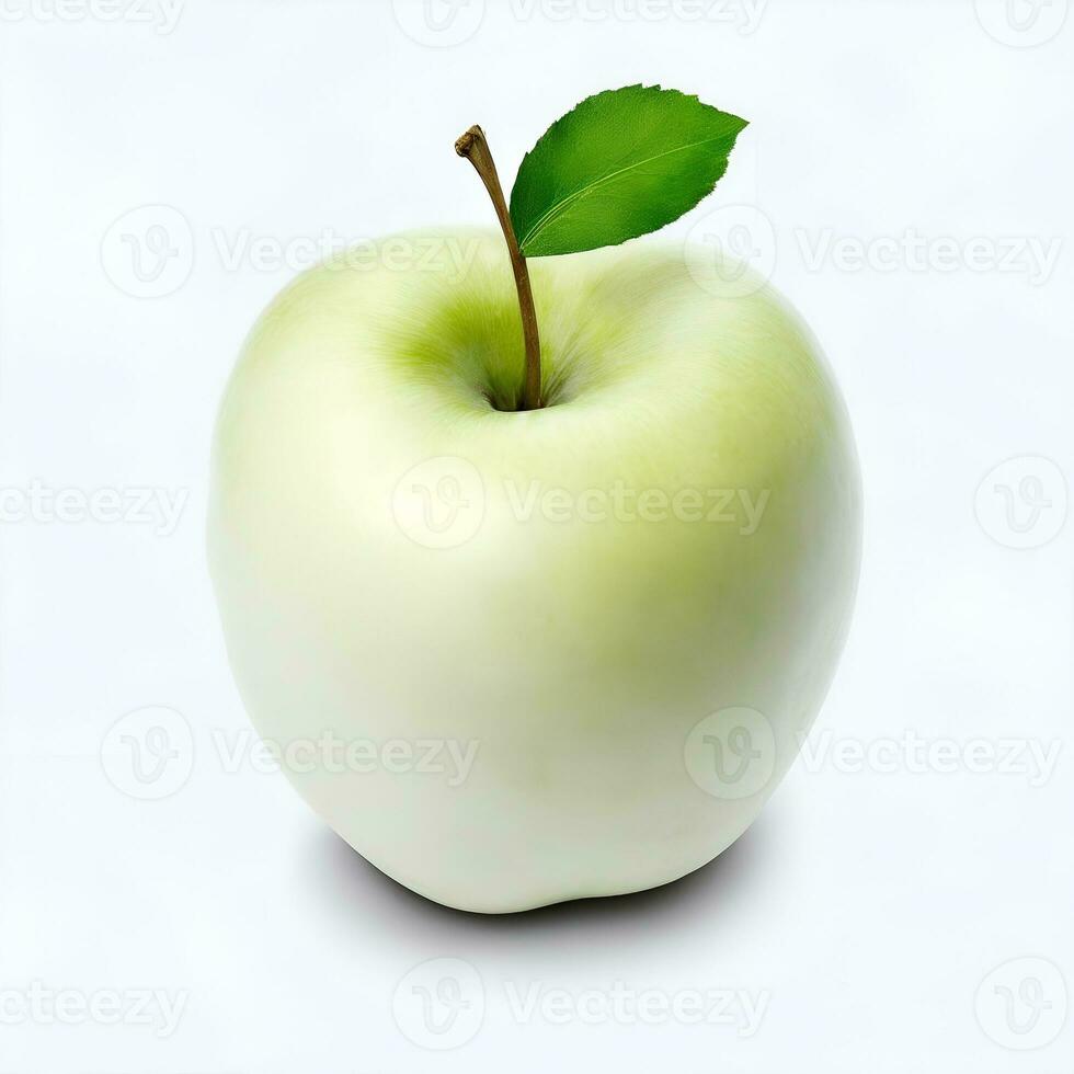 verde manzana con hoja aislado en blanco antecedentes. ai generado foto