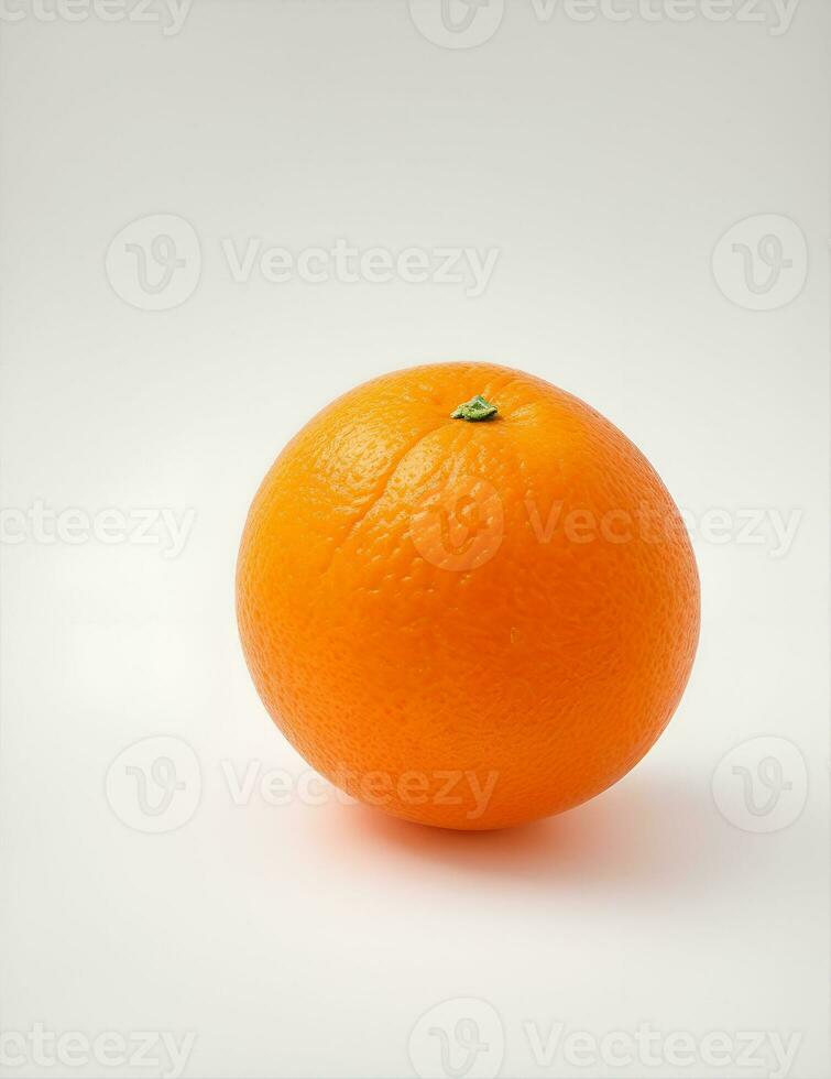 Ripe orange isolated with leaf on a white background Clipping Path by ai generated. photo