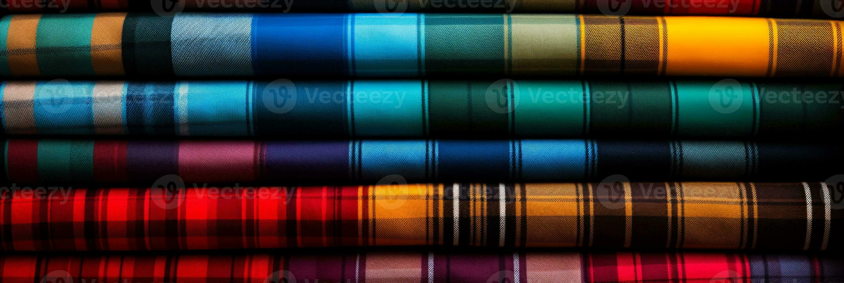 Vivid display of tartan plaid patterns in various color schemes photo