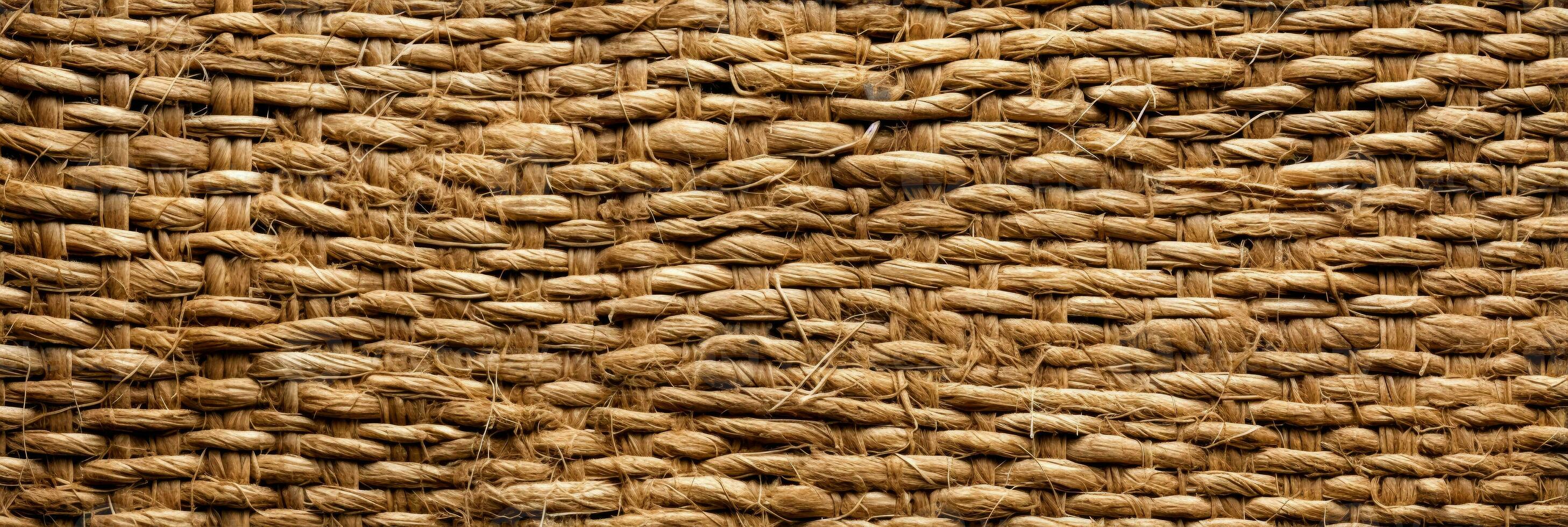 Close up detailing the coarse weave of burlap fabric texture photo