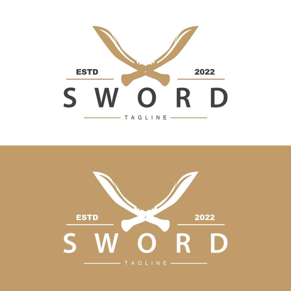 Sword Logo, Simple Fighter Cutting Tool Design Illustration Template vector