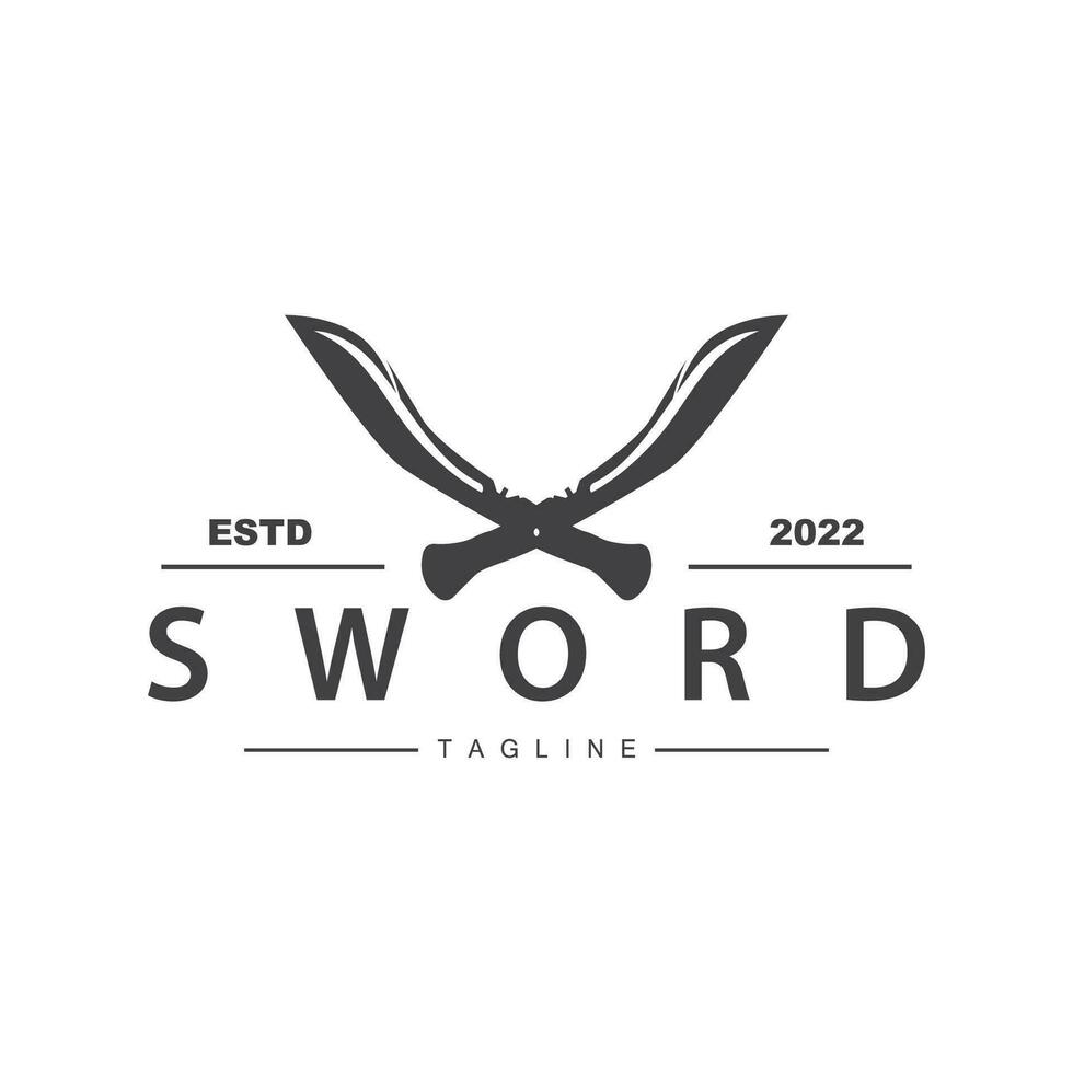 Sword Logo, Simple Fighter Cutting Tool Design Illustration Template vector