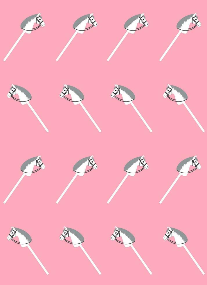 Vector seamless pattern of flat hobbyhorse