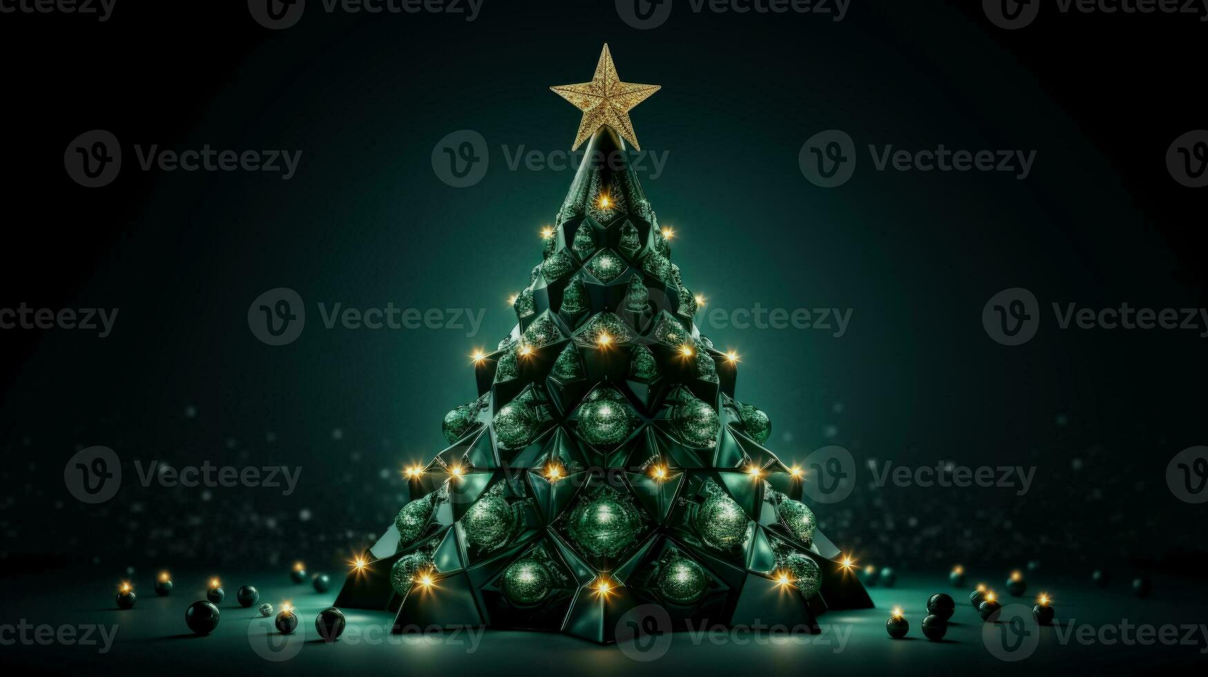 Sustainable Christmas tree with LED lights isolated on a gradient background photo