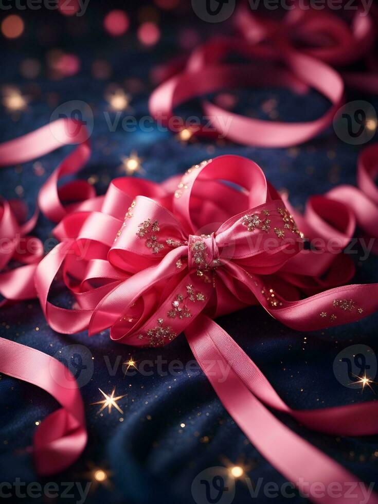 A Vibrant Pink Ribbon symbolizing hope and strength photo