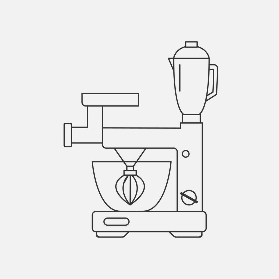 Stand mixer line icon. Kitchen equipment for preparing food, mixing ingredients, cooking dishes. Vector