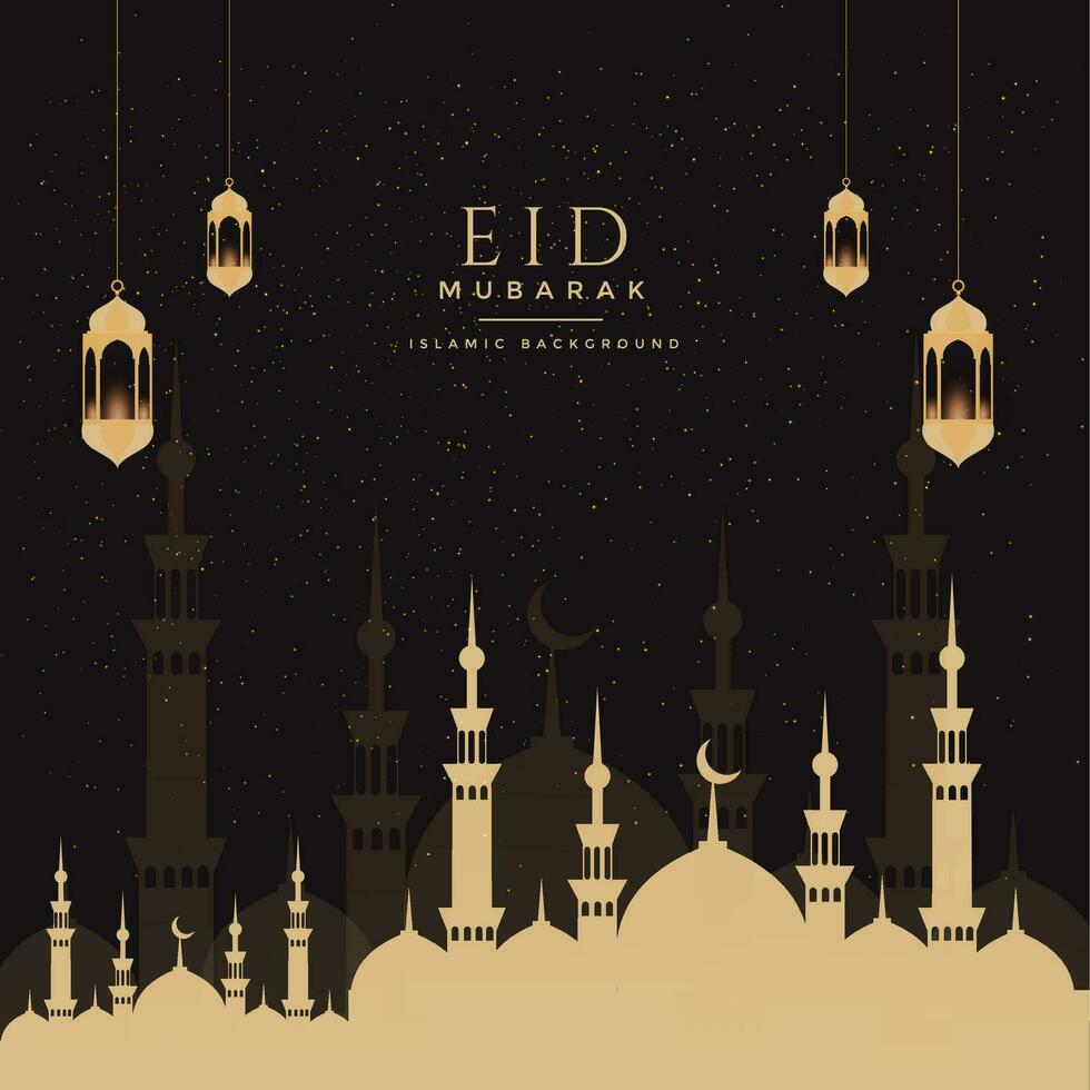 creativo islámico festival eid Mubarak para temporada realista eid al-fitr con mezquita diseño vector