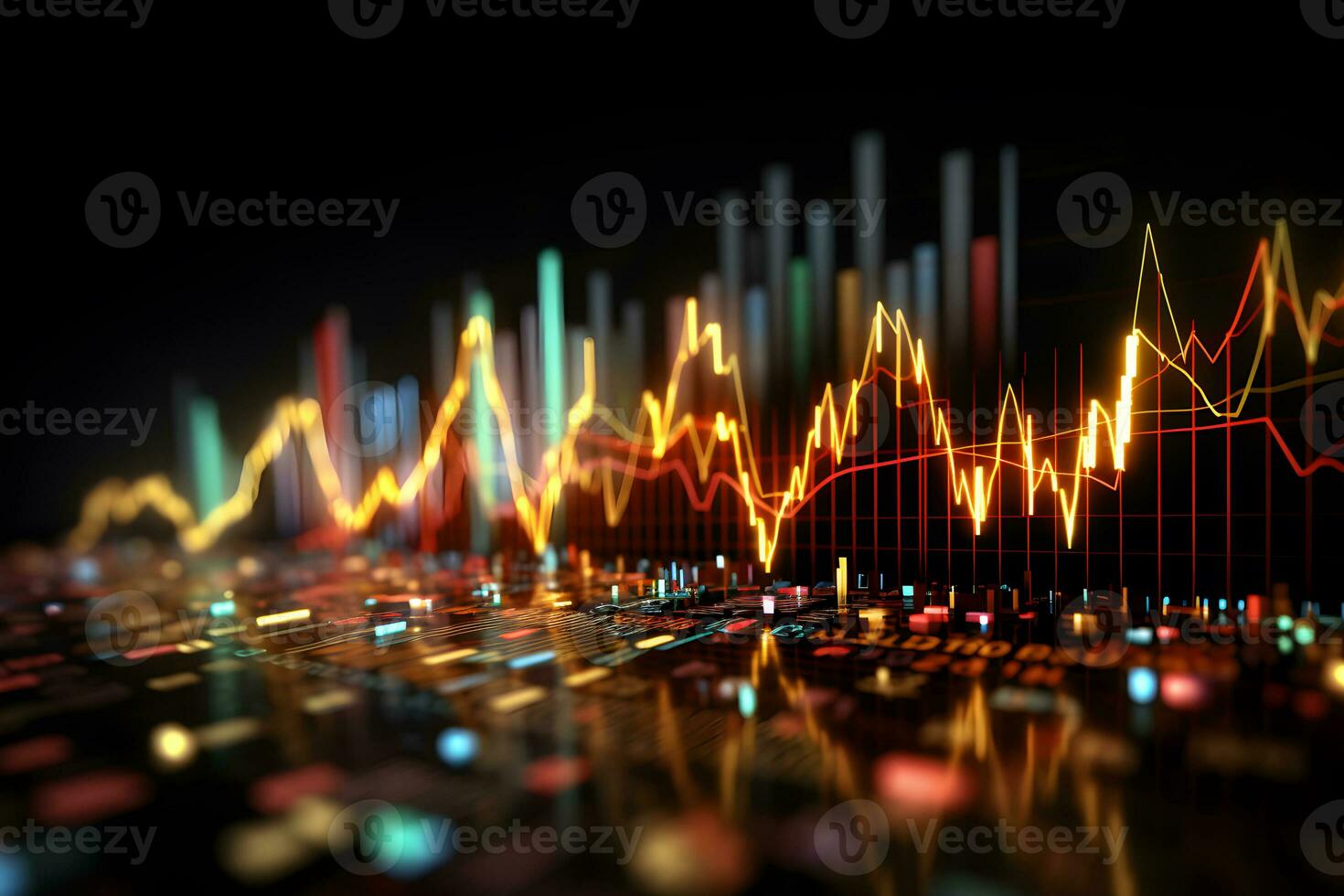 bar chart stock market trading business trend technical Generative AI photo