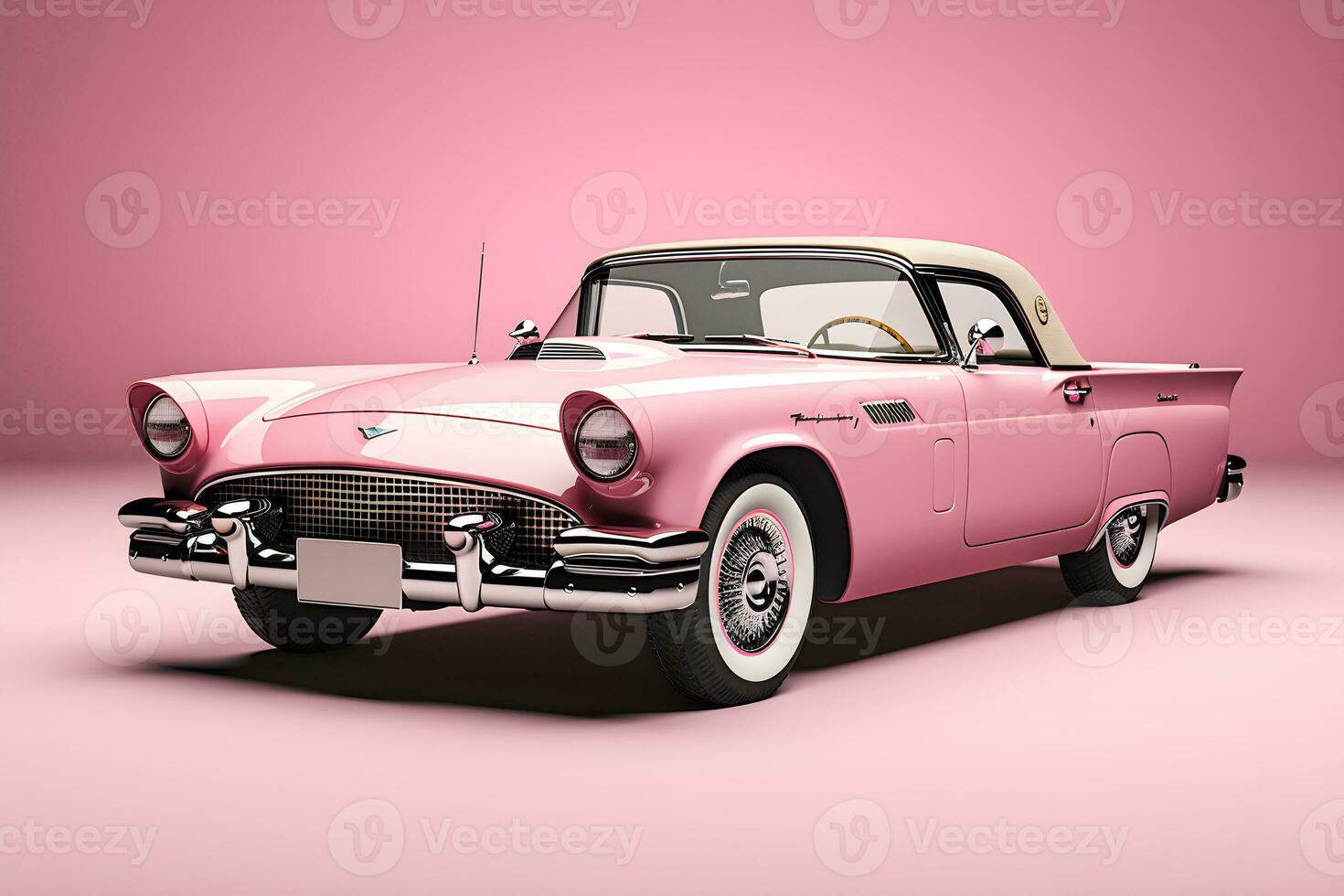 Classic pink car isolated on white background Generative AI photo