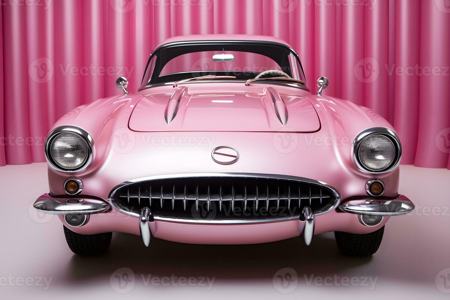 clásico coche rosado fondo de pantalla generativo ai foto