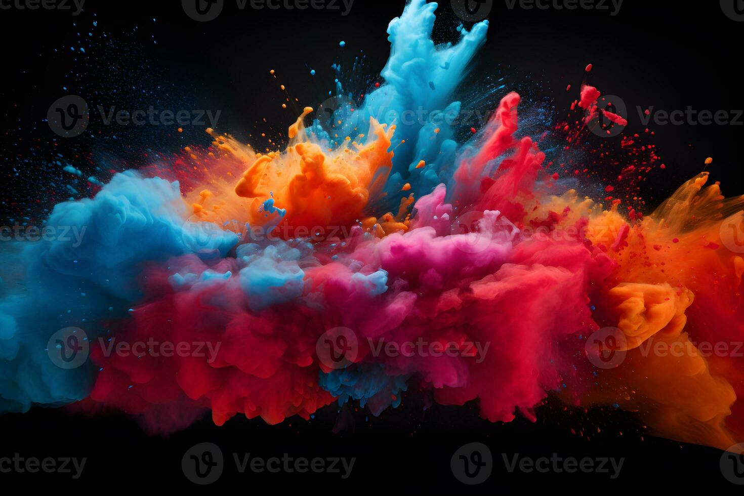 colored dust scattered on a black background Generative AI photo