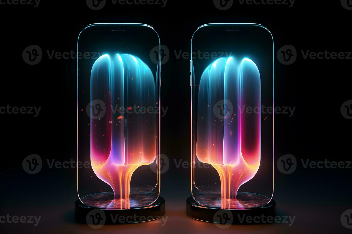 line graphics gradient light phone signal technology Generative AI photo