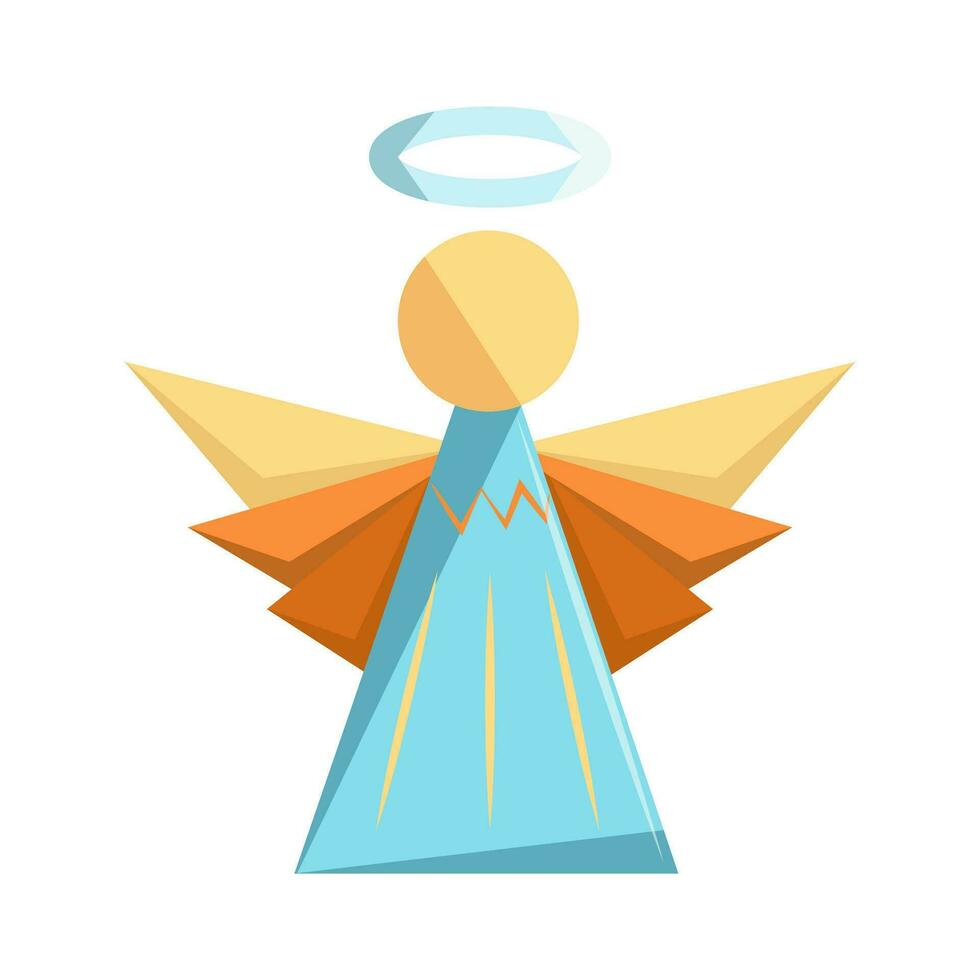 Cute abstract Christmas angel made of geometric shapes. Symbol of the Nativity of Christ. Flat vector illustration.