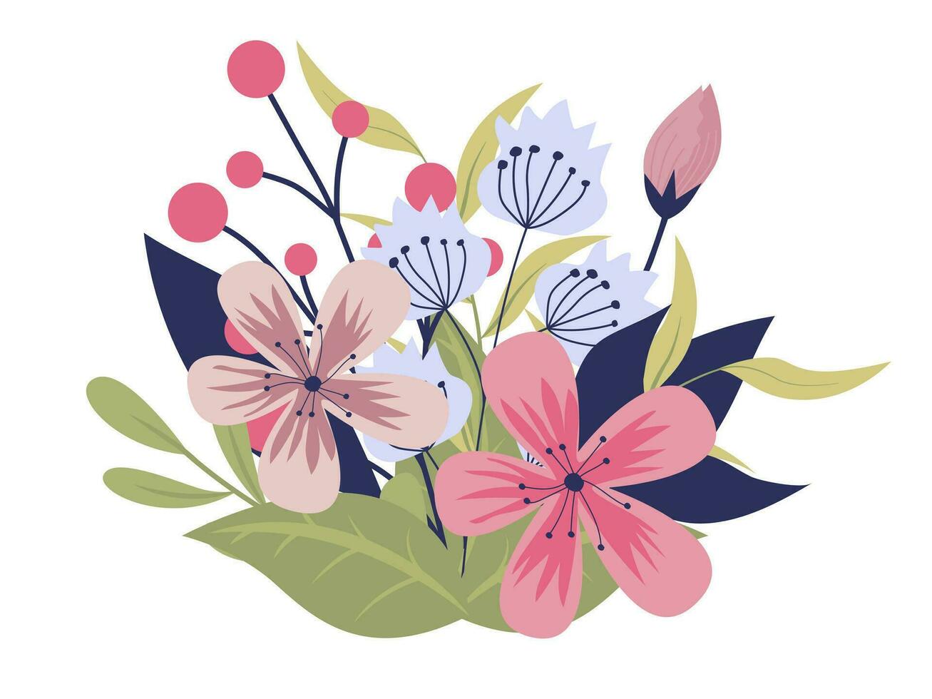 Set of floral branch. Wedding concept with flowers. Floral poster, invite. Vector arrangements for greeting card or invitation design