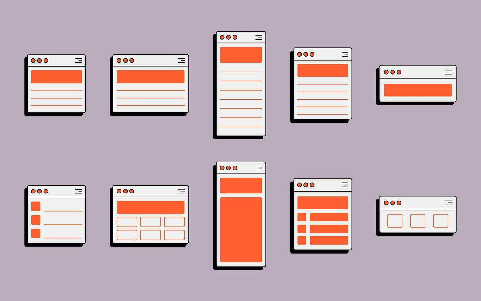 Collection of UI Window Frame Notes vector