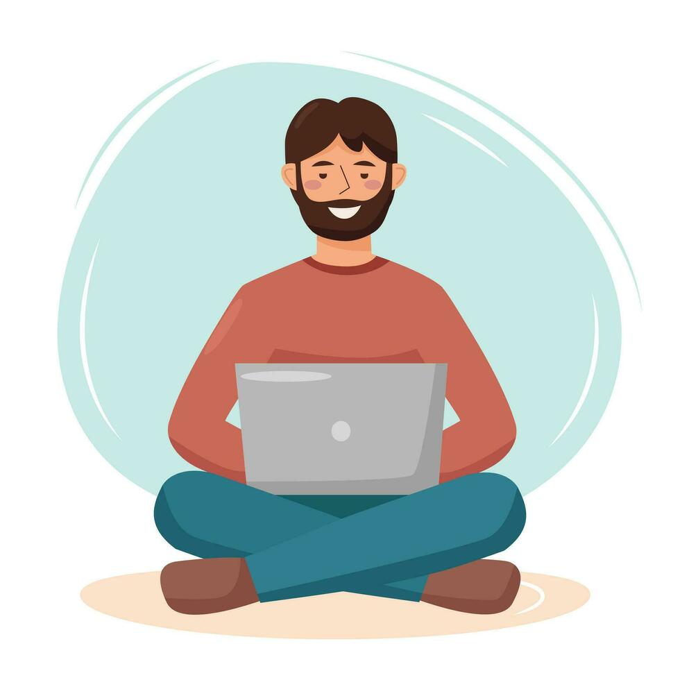 Man with laptop vector