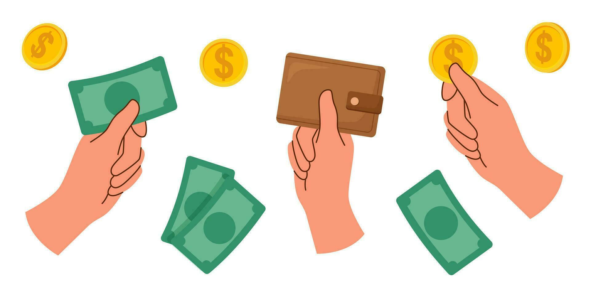 Money in the hands vector