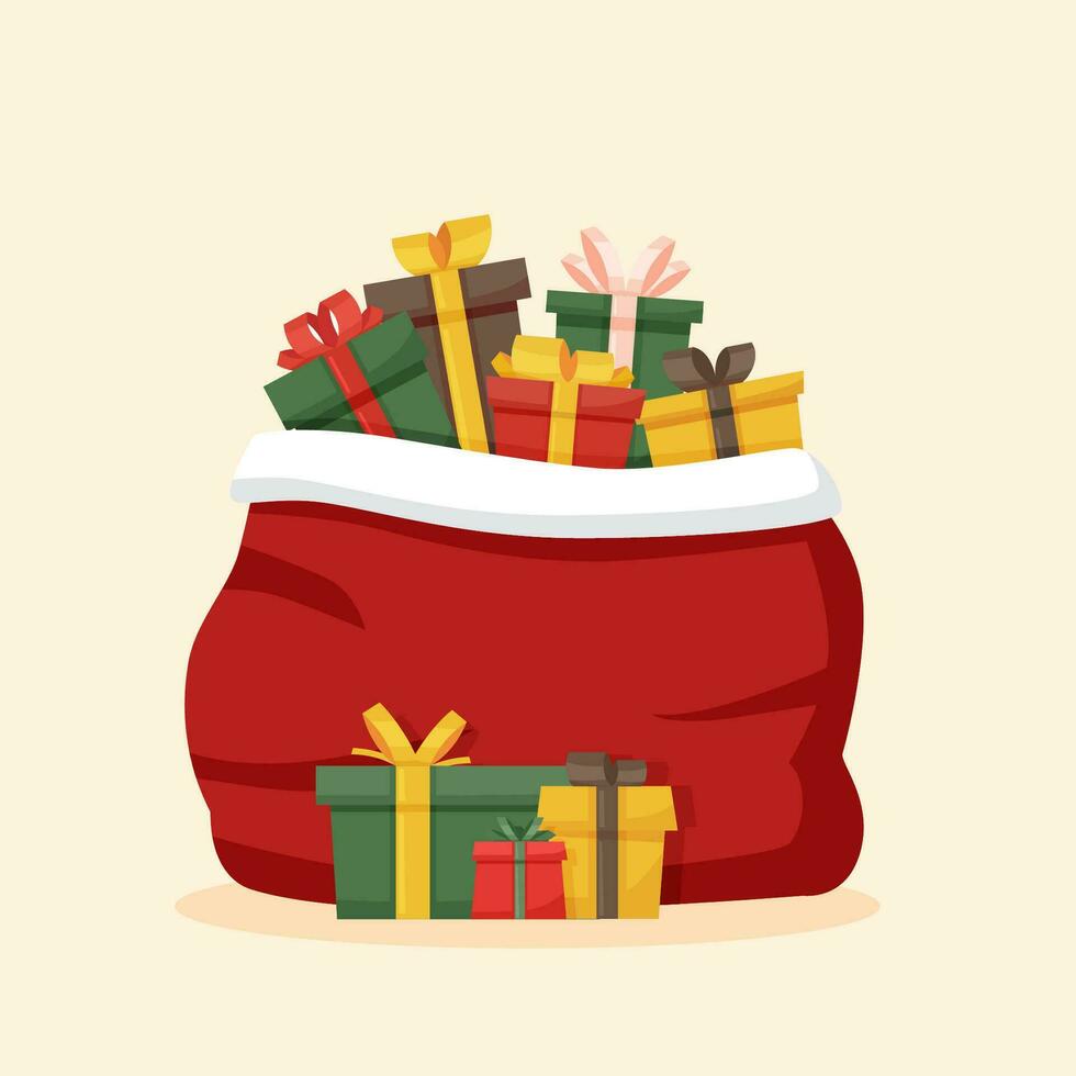 A big bag with gift boxes vector