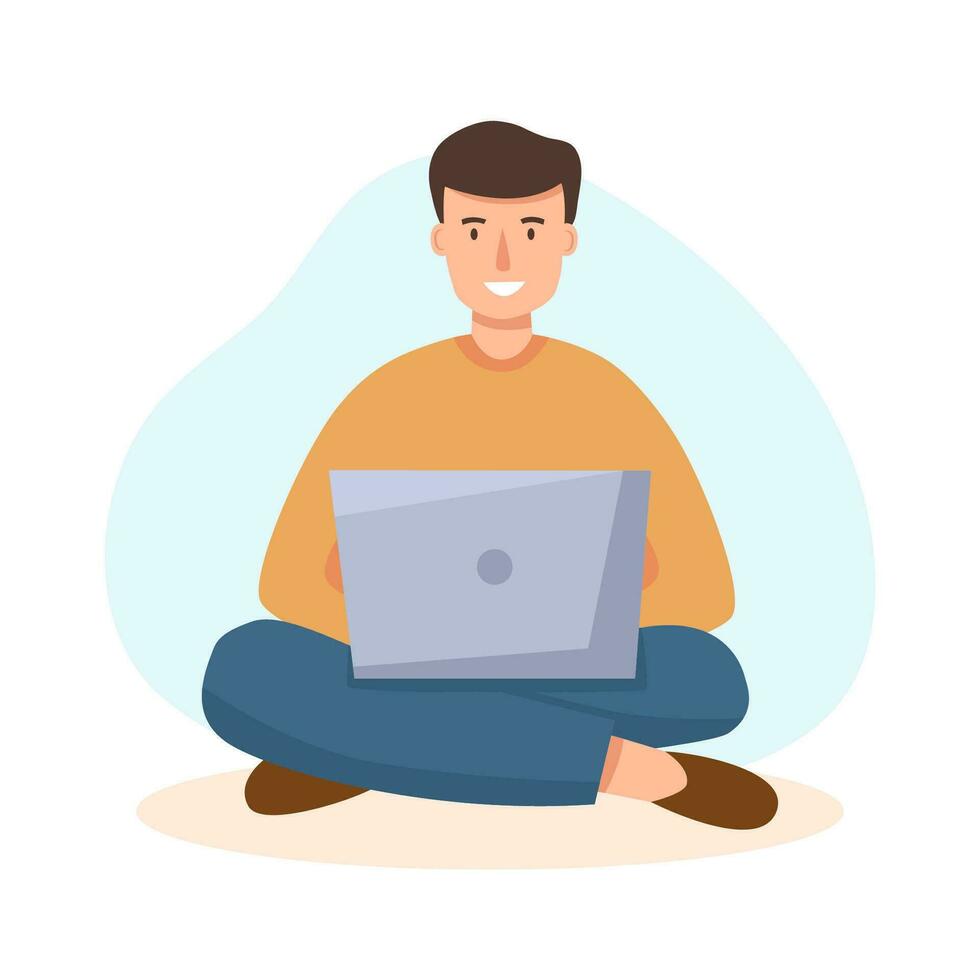 Man with laptop vector