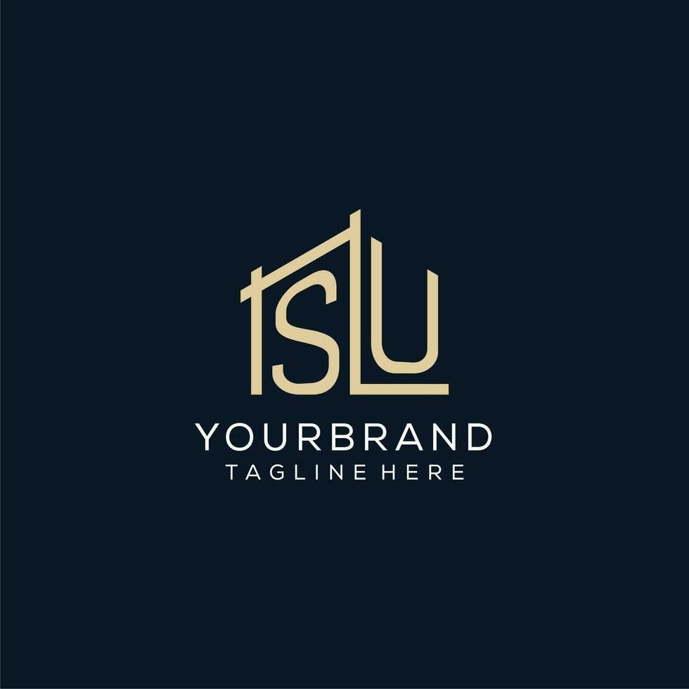 Initial SU logo, clean and modern architectural and construction logo design vector