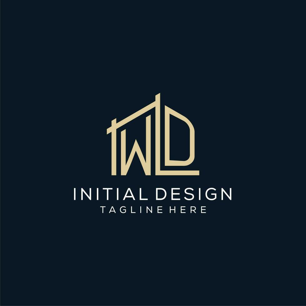 inicial wd logo, limpiar y moderno arquitectónico y construcción logo diseño vector