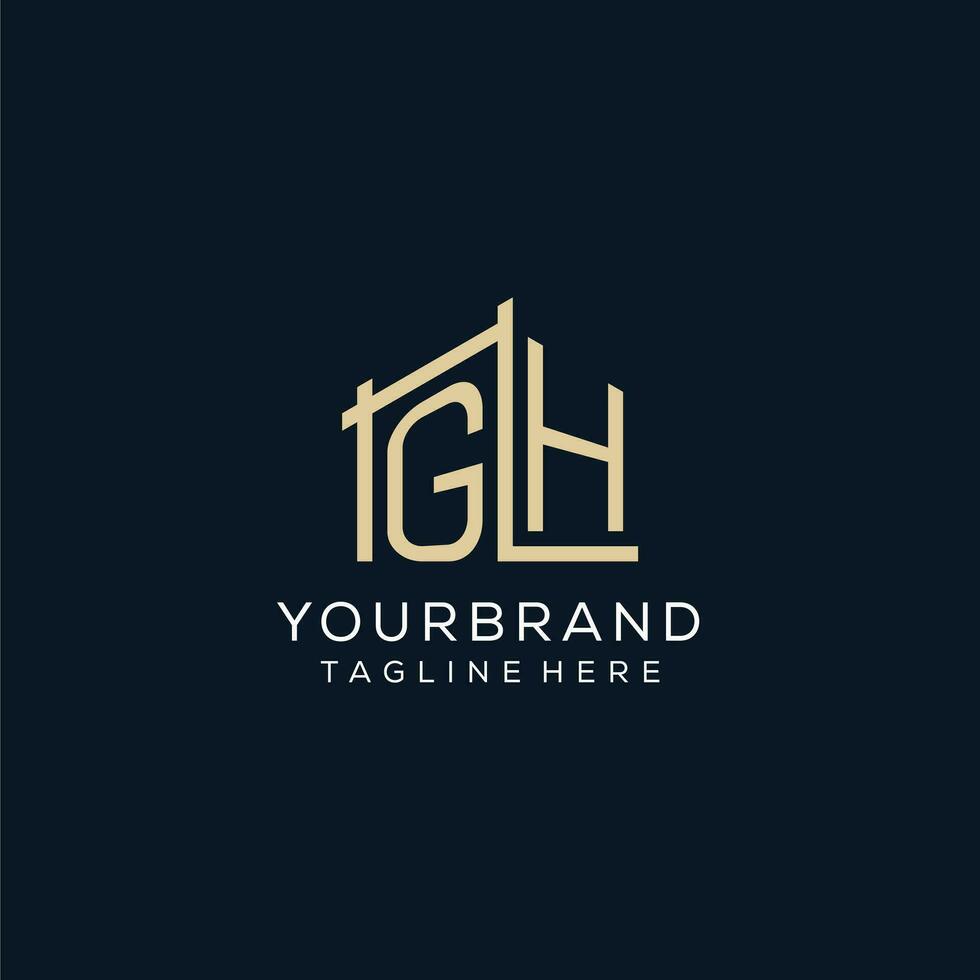 inicial gh logo, limpiar y moderno arquitectónico y construcción logo diseño vector