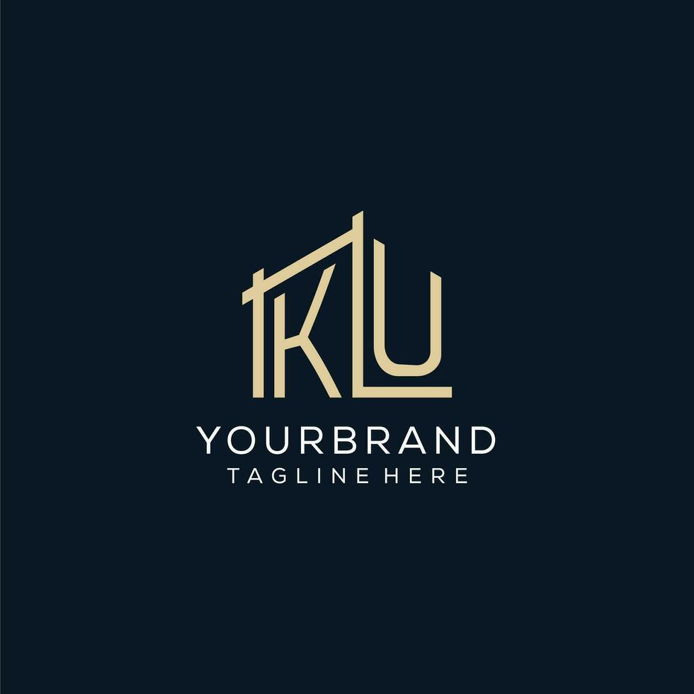 inicial ku logo, limpiar y moderno arquitectónico y construcción logo diseño vector