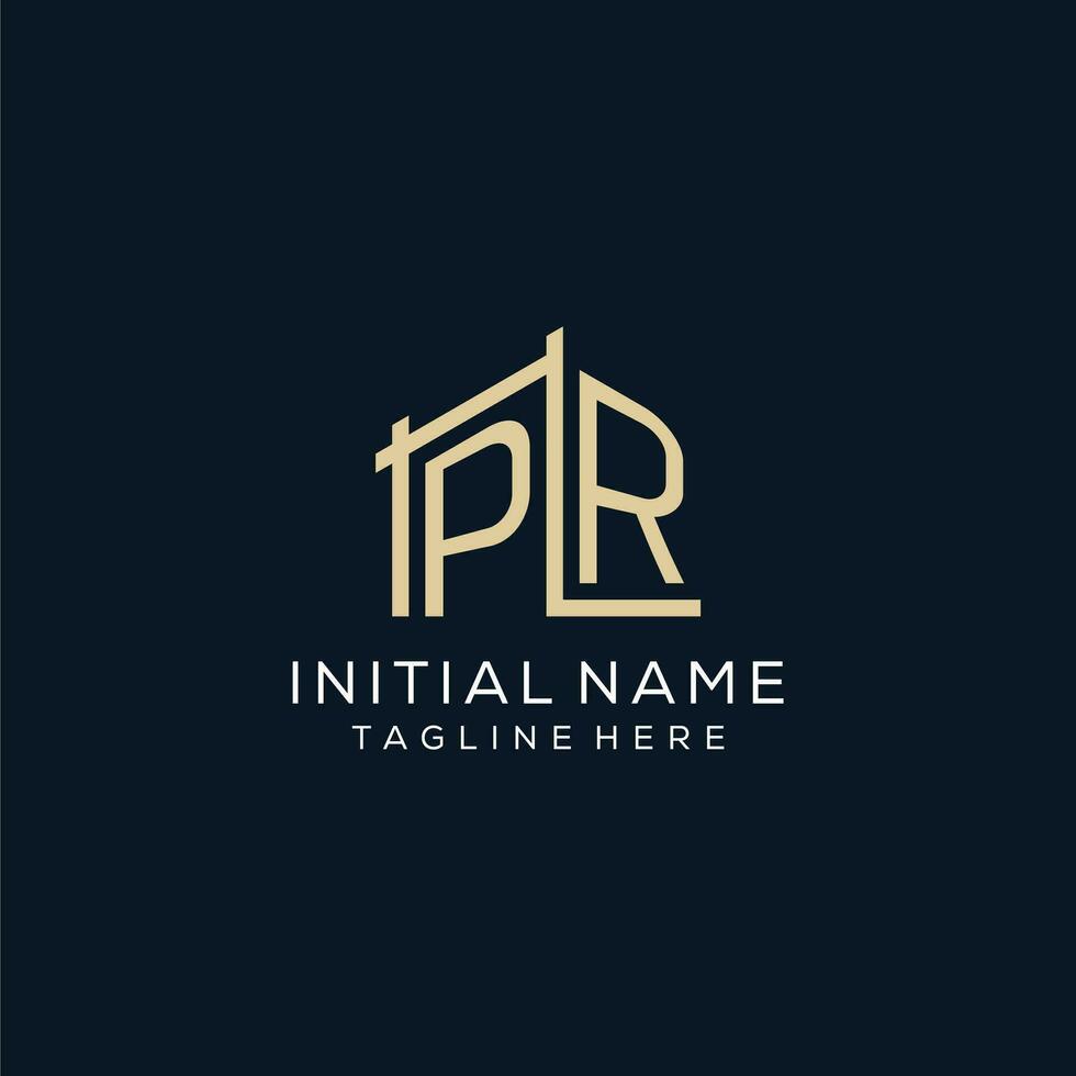 Initial PR logo, clean and modern architectural and construction logo design vector