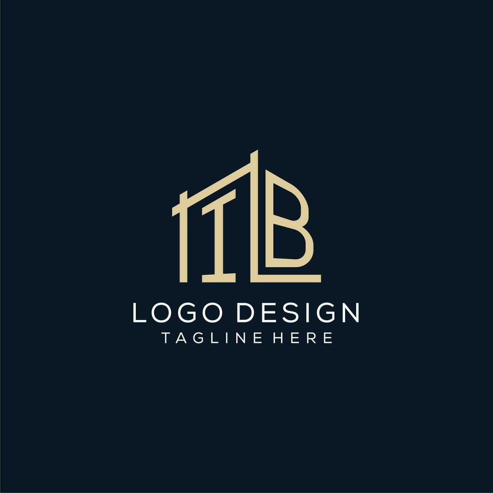 Initial IB logo, clean and modern architectural and construction logo design vector