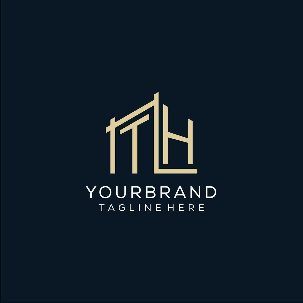 Initial TH logo, clean and modern architectural and construction logo design vector