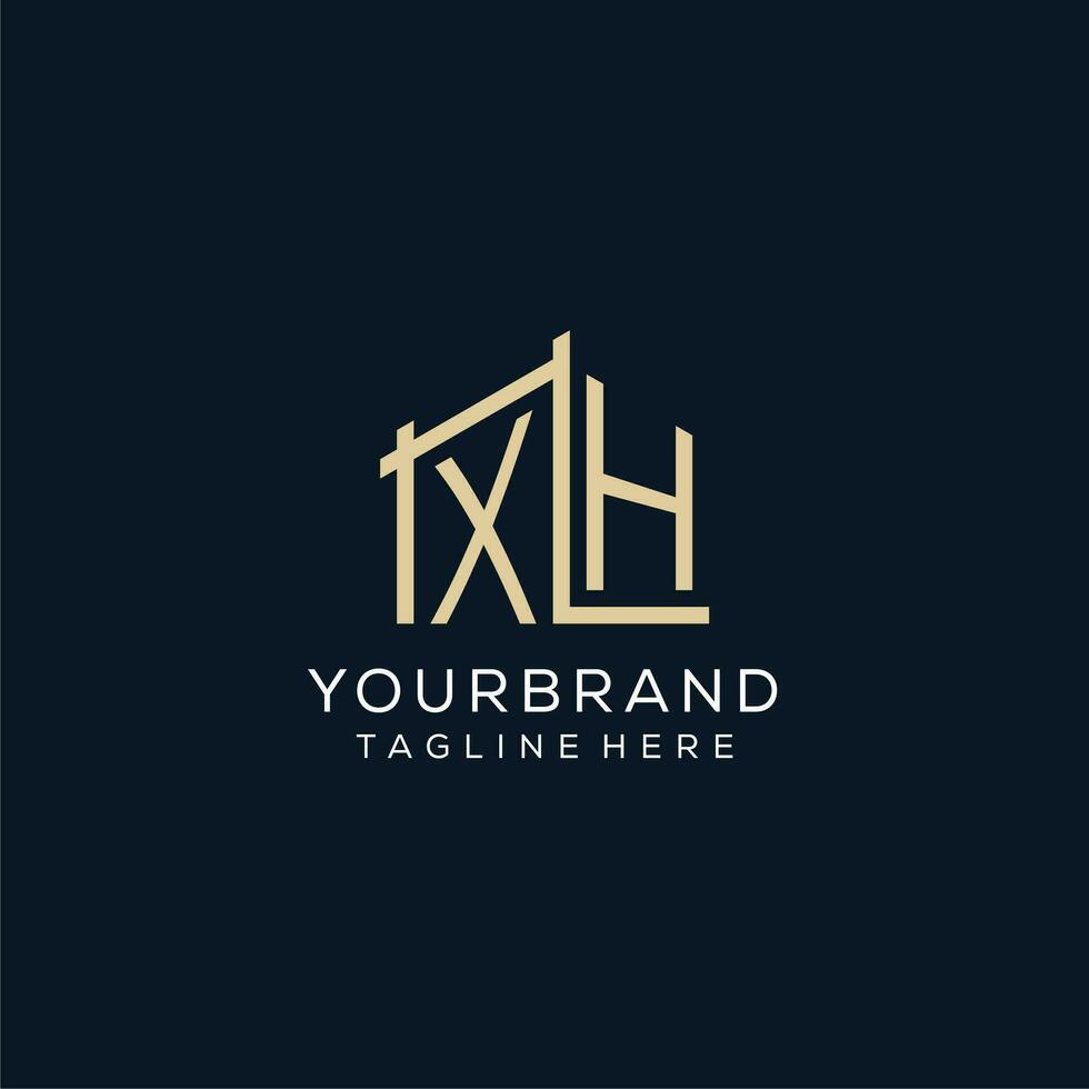 Initial XH logo, clean and modern architectural and construction logo design vector