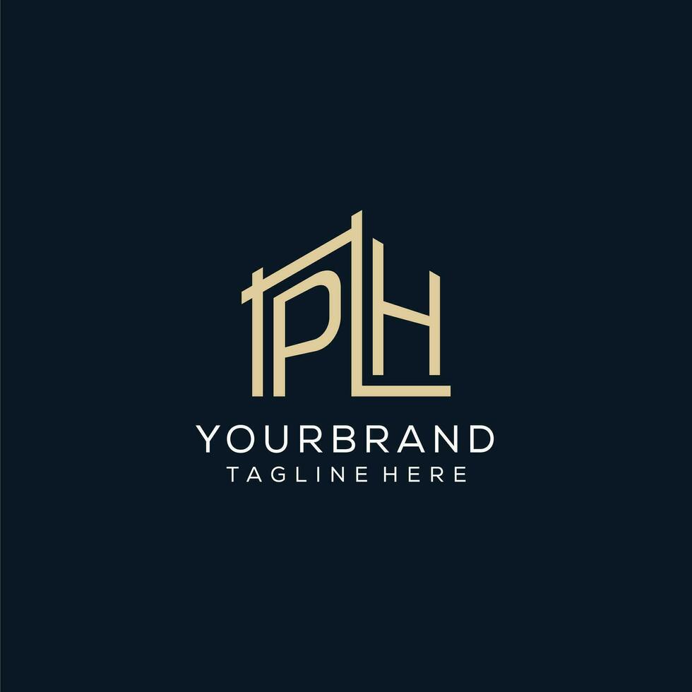 Initial PH logo, clean and modern architectural and construction logo design vector