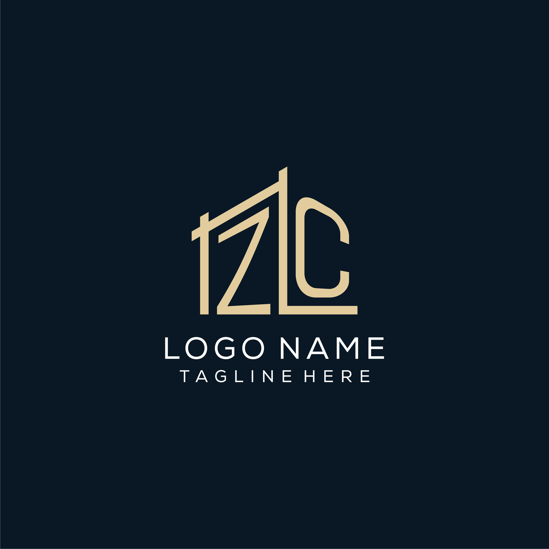 Initial ZC logo, clean and modern architectural and construction logo