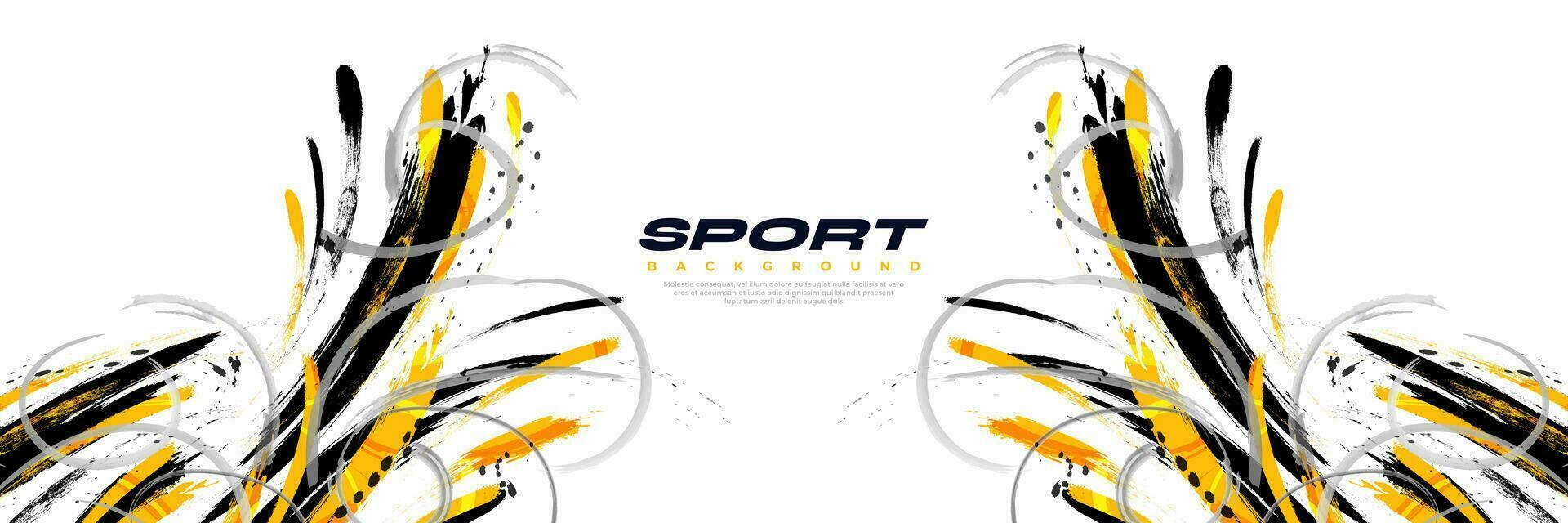 Black, Orange and Grey Brush Illustration with Halftone Effect. Sport Background with Grunge Style. Scratch and Texture Elements For Design vector