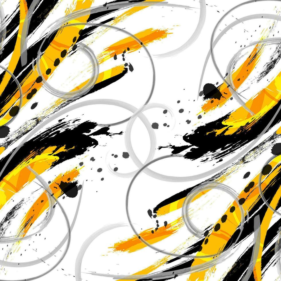 Black, Orange and Grey Brush Illustration with Halftone Effect. Sport Background with Grunge Style. Scratch and Texture Elements For Design vector