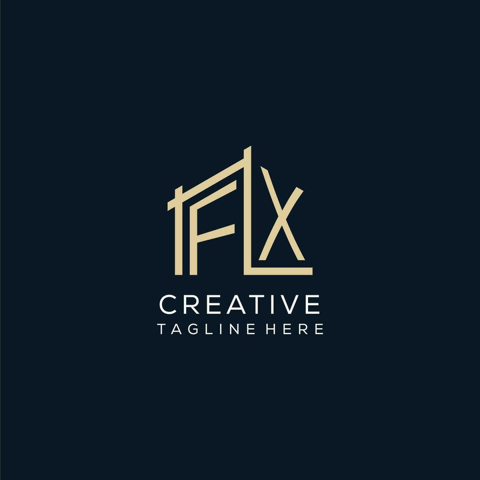 Initial FX logo, clean and modern architectural and construction logo design vector