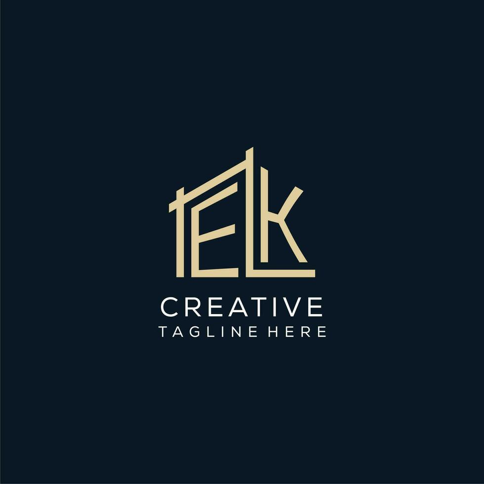 Initial EK logo, clean and modern architectural and construction logo design vector