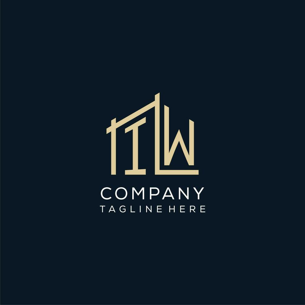 Initial IW logo, clean and modern architectural and construction logo design vector