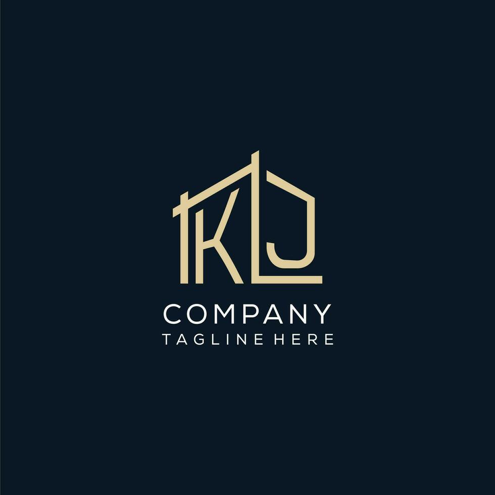 inicial kj logo, limpiar y moderno arquitectónico y construcción logo diseño vector