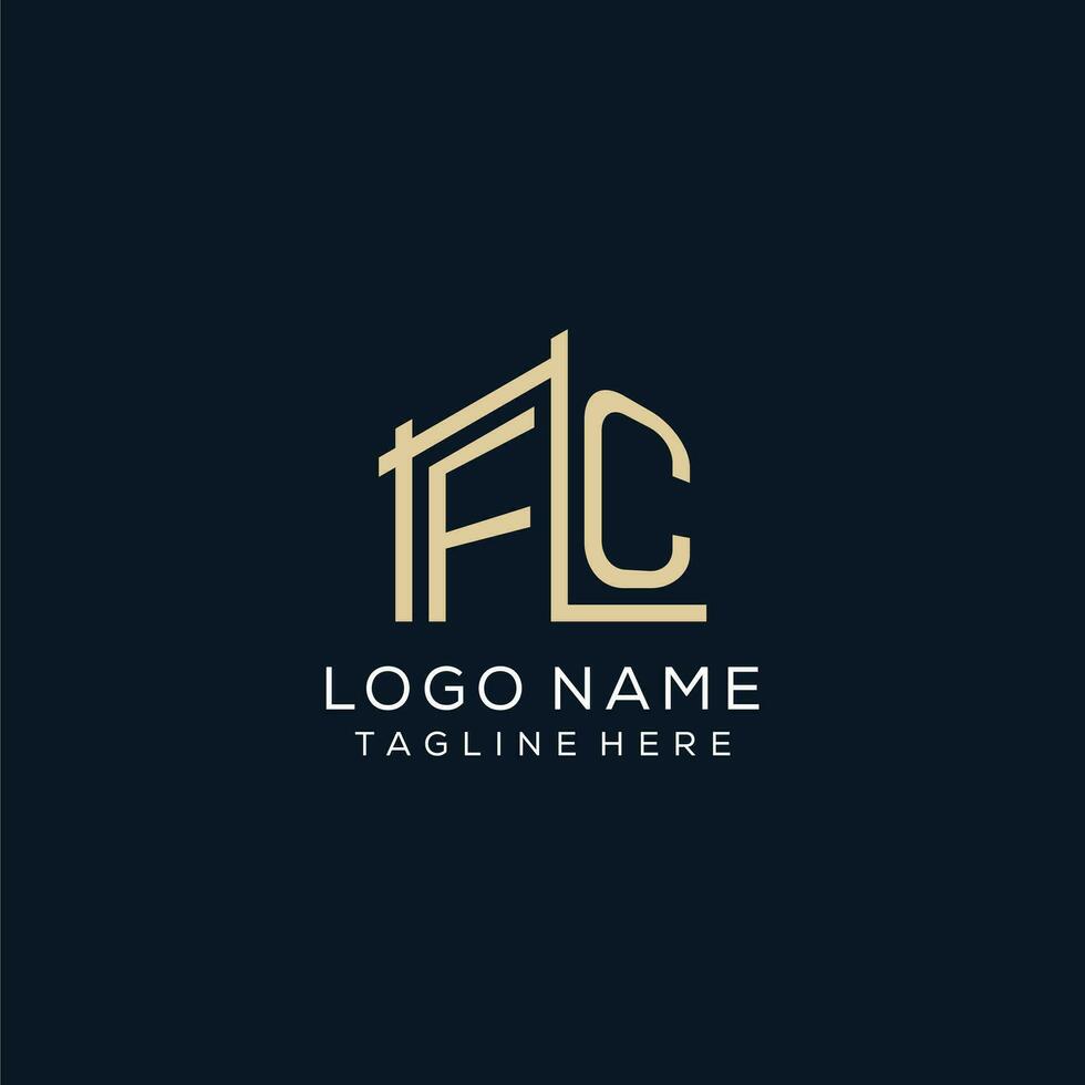 inicial fc logo, limpiar y moderno arquitectónico y construcción logo diseño vector