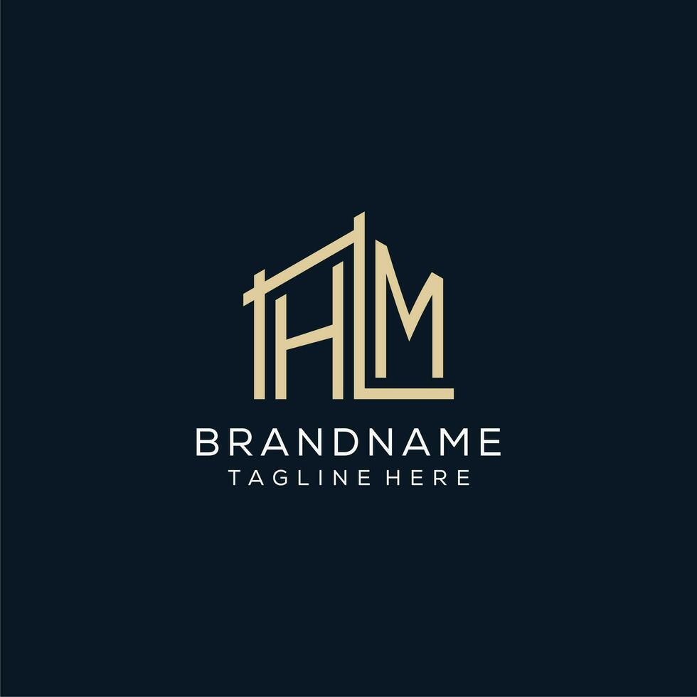 Initial HM logo, clean and modern architectural and construction logo design vector
