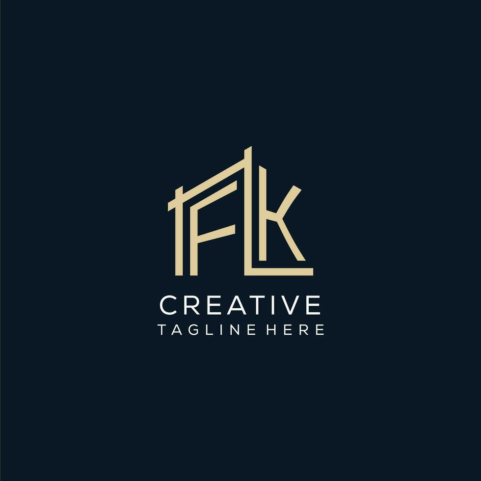 Initial FK logo, clean and modern architectural and construction logo design vector