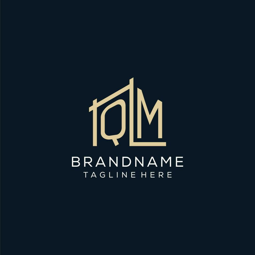 Initial QM logo, clean and modern architectural and construction logo design vector