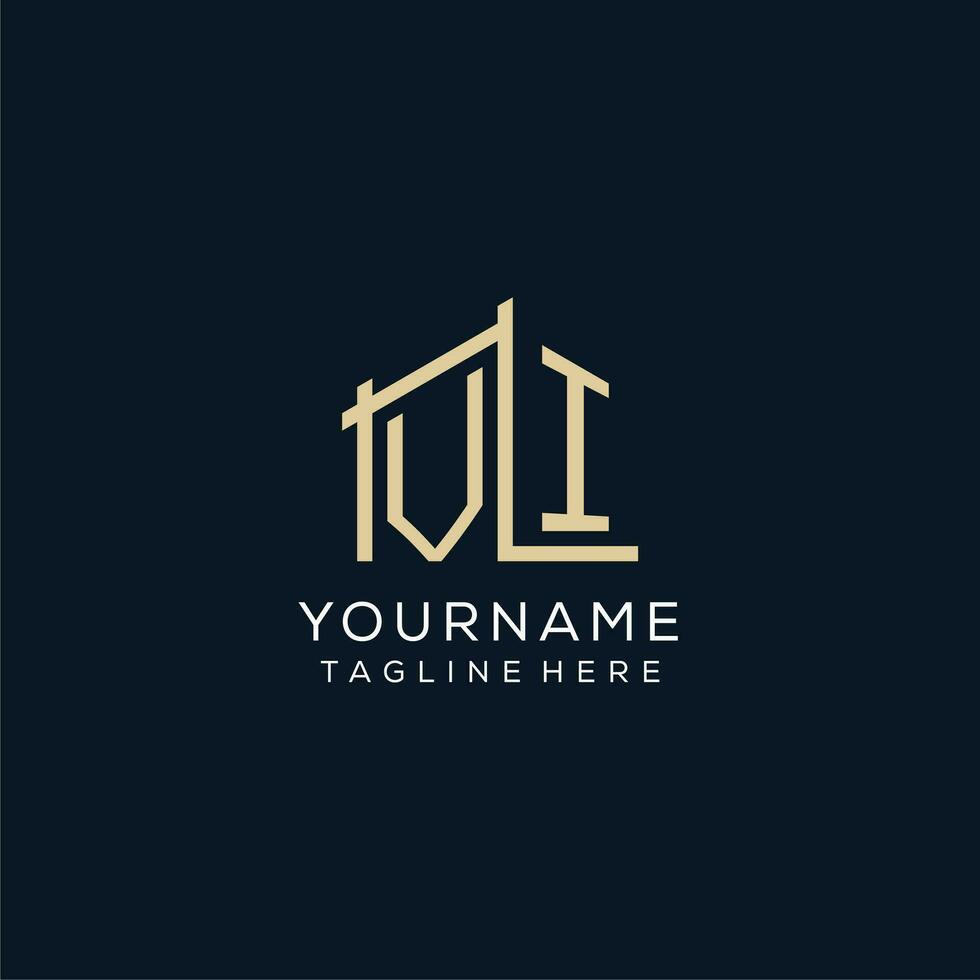 Initial VI logo, clean and modern architectural and construction logo design vector