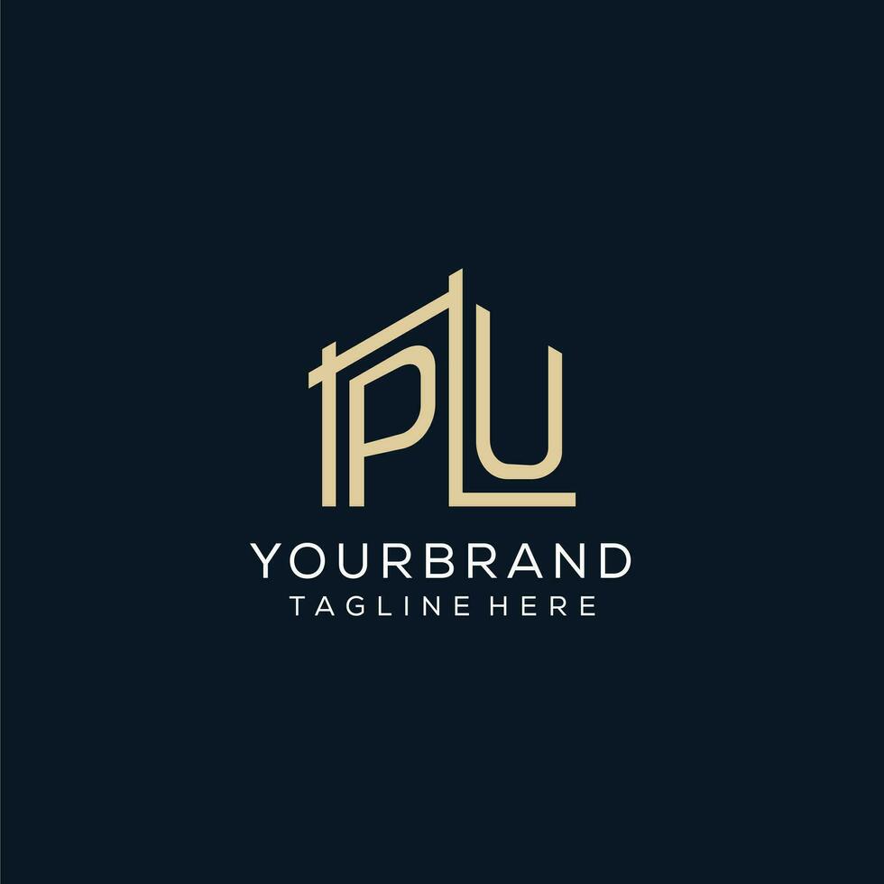 Initial PU logo, clean and modern architectural and construction logo design vector